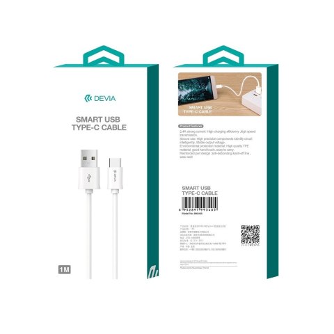 Devia kabel Smart EC082 USB - USB-C 1,0 m 2,1A biały