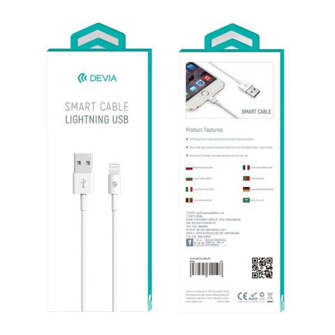 Devia kabel Smart EC080 USB - Lightning 1,0 m 2,1A biały