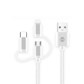 Forever kabel 3w1 USB - Lightning + USB-C + microUSB 1,0 m 1,5A biały
