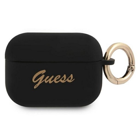 Guess etui do AirPods Pro GUAPSSSK czarne Silicone Vintage Script