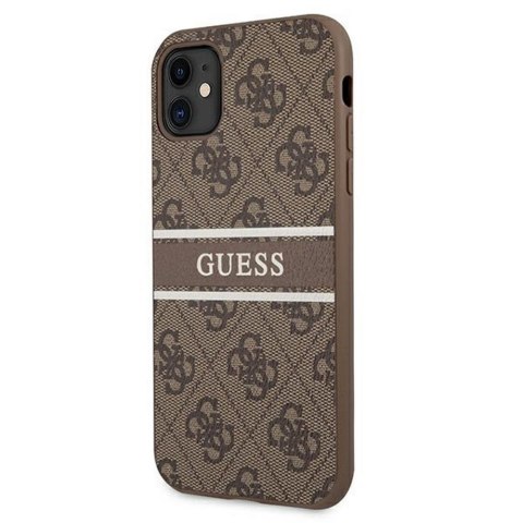 Guess nakładka do iPhone 11 GUHCN614GDBR brązowa hard case 4G Stripe