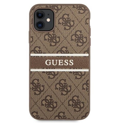Guess nakładka do iPhone 11 GUHCN614GDBR brązowa hard case 4G Stripe