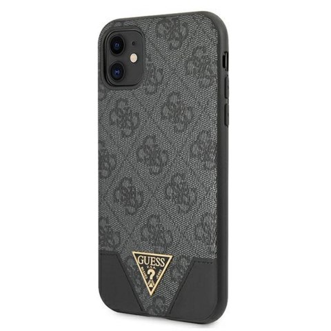 Guess nakładka do iPhone 11 GUHCN61PU4GHBK szara hard case 4G Triangle Collection