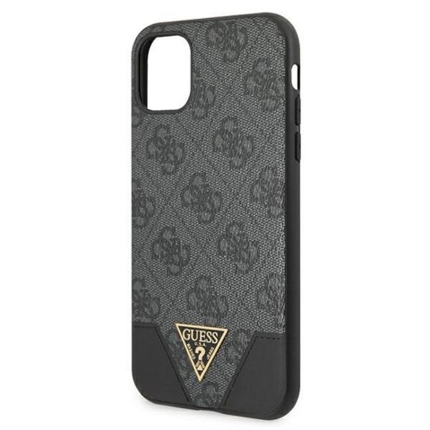 Guess nakładka do iPhone 11 GUHCN61PU4GHBK szara hard case 4G Triangle Collection