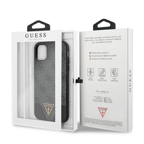 Guess nakładka do iPhone 11 GUHCN61PU4GHBK szara hard case 4G Triangle Collection