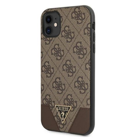 Guess nakładka do iPhone 11 GUHCN61PU4GHBR brązowa hard case 4G Triangle Collection