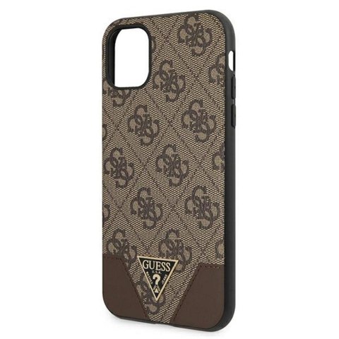 Guess nakładka do iPhone 11 GUHCN61PU4GHBR brązowa hard case 4G Triangle Collection