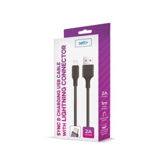 Setty kabel USB - Lightning 1,0 m 2A czarny NEW