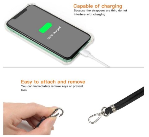 Uniwersalna tasiemka/smycz na szyję do telefonu szara