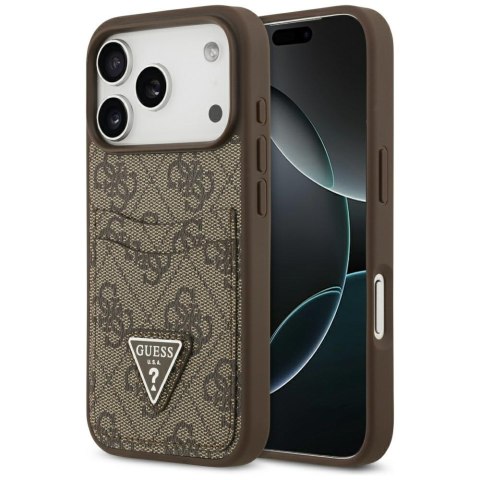 Guess nakładka 4G Double Card Triangle do iPhone 17 Pro brązowa