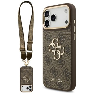 Guess nakładka 4G Big 4G Classic Logo Big Strap Metal Buttons do iPhone 17 Pro Max brązowa
