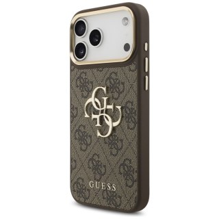 Guess nakładka 4G Big 4G Classic Logo Big Strap Metal Buttons do iPhone 17 Pro Max brązowa