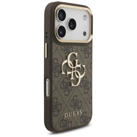 Guess nakładka 4G Big 4G Classic Logo Big Strap Metal Buttons do iPhone 17 Pro brązowa