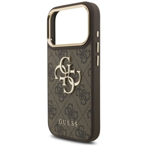 Guess nakładka 4G Big 4G Classic Logo Big Strap Metal Buttons do iPhone 17 Pro brązowa
