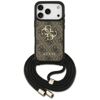 Guess nakładka 4G Big Logo Cord Stap Crossbody do iPhone 17 Pro brązowa