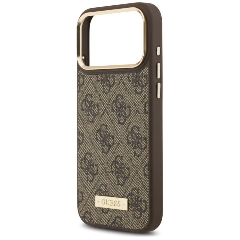 Guess nakładka 4G Logo Plate MagSafe do iPhone 17 Pro Max brązowa