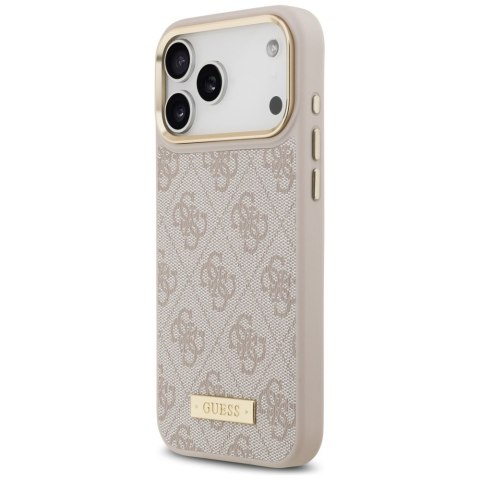 Guess nakładka 4G Logo Plate MagSafe do iPhone 17 Pro Max różowa