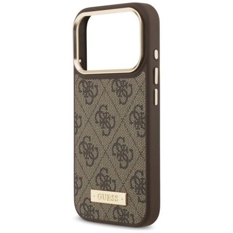 Guess nakładka 4G Logo Plate MagSafe do iPhone 17 Pro brązowa