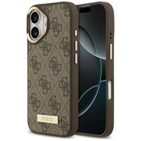 Guess nakładka 4G Logo Plate MagSafe do iPhone 17 brązowa