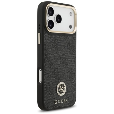 Guess nakładka 4G Srtass Logo & Big Strap Metal Buttons MagSafe do iPhone 17 Pro Max czarna