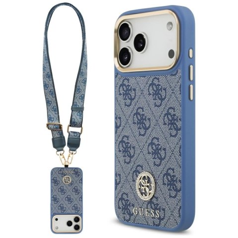 Guess nakładka 4G Strass Logo & Big Strap Metal Buttons MagSafe do iPhone 17 Pro Max niebieska