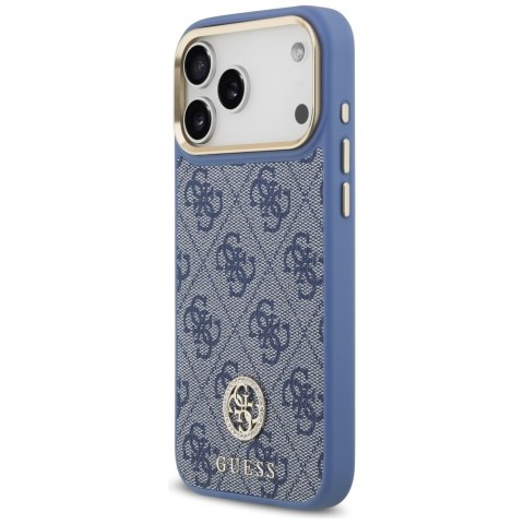 Guess nakładka 4G Strass Logo & Big Strap Metal Buttons MagSafe do iPhone 17 Pro Max niebieska