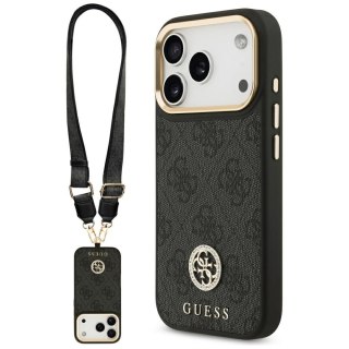 Guess nakładka 4G Strass Logo & Big Strap Metal Buttons MagSafe do iPhone 17 Pro czarna