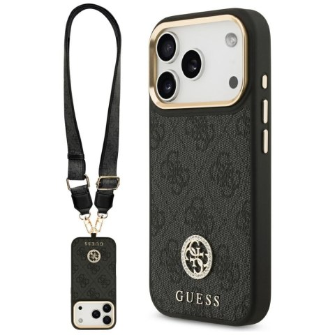 Guess nakładka 4G Strass Logo & Big Strap Metal Buttons MagSafe do iPhone 17 Pro czarna