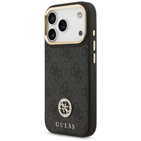 Guess nakładka 4G Strass Logo & Big Strap Metal Buttons MagSafe do iPhone 17 Pro czarna