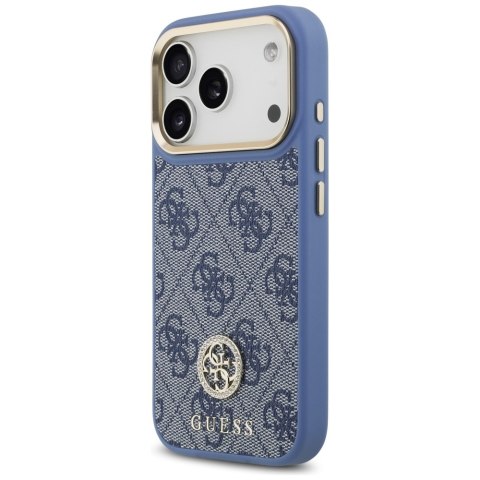 Guess nakładka 4G Strass Logo & Big Strap Metal Buttons MagSafe do iPhone 17 Pro niebieska