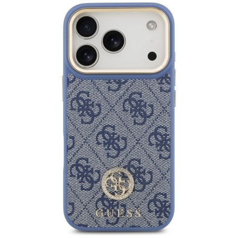 Guess nakładka 4G Strass Logo & Big Strap Metal Buttons MagSafe do iPhone 17 Pro niebieska
