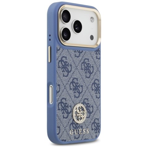 Guess nakładka 4G Strass Logo & Big Strap Metal Buttons MagSafe do iPhone 17 Pro niebieska