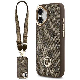 Guess nakładka 4G Strass Logo & Big Strap Metal Buttons MagSafe do iPhone 17 brązowa