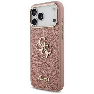 Guess nakładka Fixed Glitter Big 4G Metal Frame do iPhone 17 Pro Max różowa