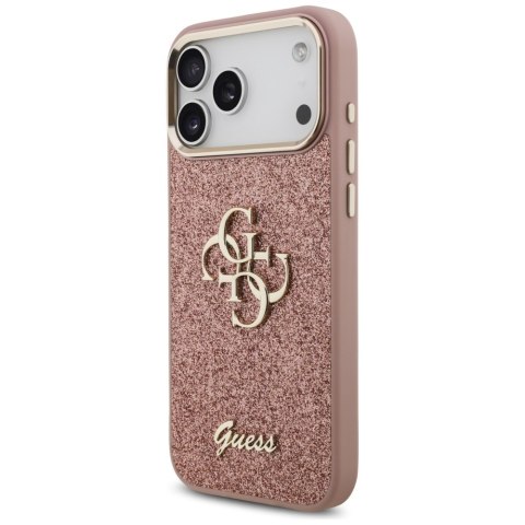 Guess nakładka Fixed Glitter Big 4G Metal Frame do iPhone 17 Pro Max różowa