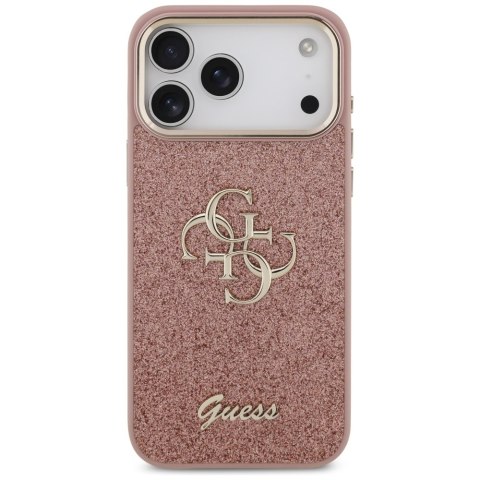 Guess nakładka Fixed Glitter Big 4G Metal Frame do iPhone 17 Pro Max różowa