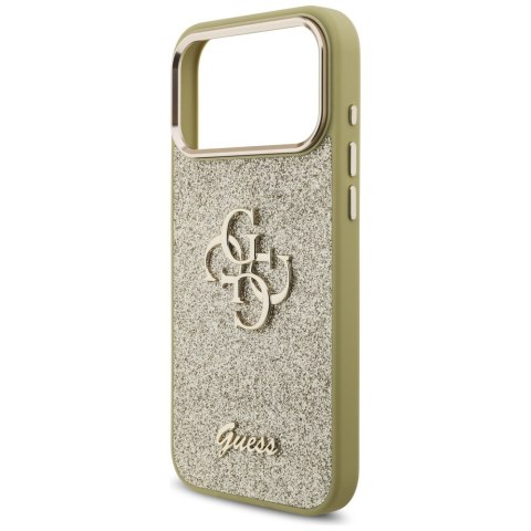 Guess nakładka Fixed Glitter Big 4G Metal Frame do iPhone 17 Pro Max złota