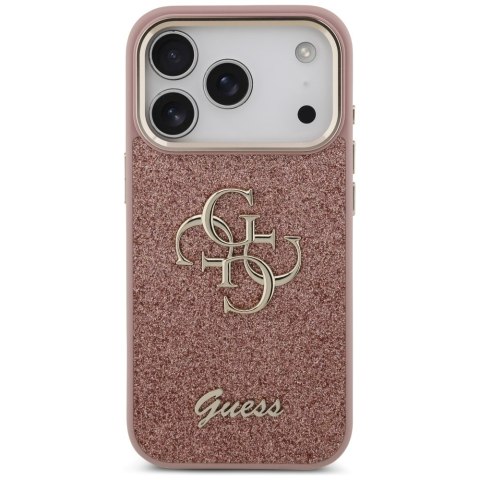 Guess nakładka Fixed Glitter Big 4G Metal Frame do iPhone 17 Pro różowa
