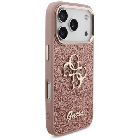 Guess nakładka Fixed Glitter Big 4G Metal Frame do iPhone 17 Pro różowa