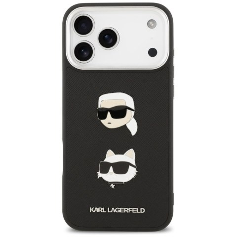 Karl Lagerfeld nakładka FW Grained Karl & Choupette Heads Pins & Logo do iPhone 17 Pro Max czarna