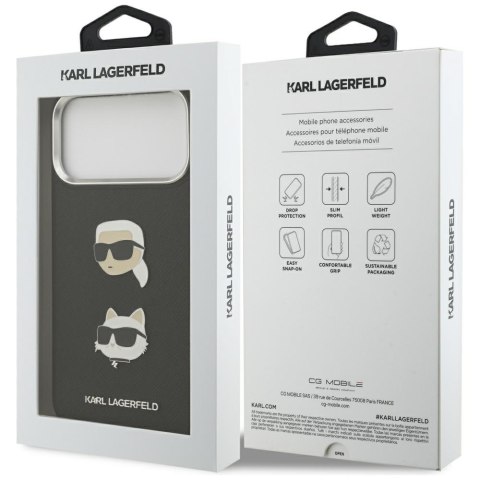 Karl Lagerfeld nakładka FW Grained Karl & Choupette Heads Pins & Logo do iPhone 17 Pro Max czarna