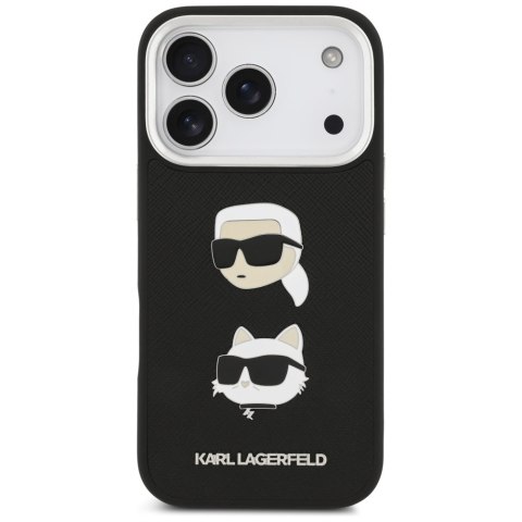 Karl Lagerfeld nakładka FW Grained Karl & Choupette Heads Pins & Logo do iPhone 17 Pro czarna