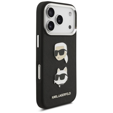 Karl Lagerfeld nakładka FW Grained Karl & Choupette Heads Pins & Logo do iPhone 17 Pro czarna