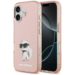 Karl Lagerfeld nakładka IML Aquarelle Choupette & Logo MagSafe do iPhone 17 różowa