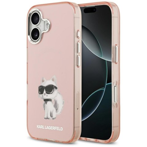 Karl Lagerfeld nakładka IML Aquarelle Choupette & Logo MagSafe do iPhone 17 różowa