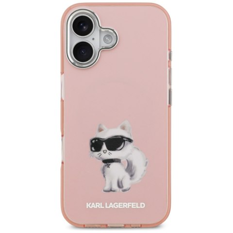 Karl Lagerfeld nakładka IML Aquarelle Choupette & Logo MagSafe do iPhone 17 różowa