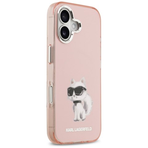 Karl Lagerfeld nakładka IML Aquarelle Choupette & Logo MagSafe do iPhone 17 różowa
