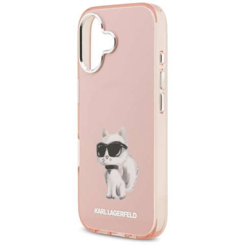 Karl Lagerfeld nakładka IML Aquarelle Choupette & Logo MagSafe do iPhone 17 różowa