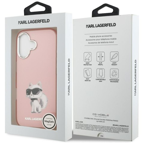 Karl Lagerfeld nakładka IML Aquarelle Choupette & Logo MagSafe do iPhone 17 różowa