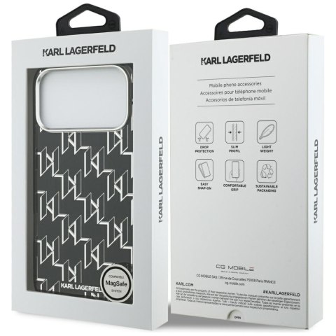 Karl Lagerfeld nakładka IML KL Monogram MagSafe do iPhone 17 Pro Max czarna